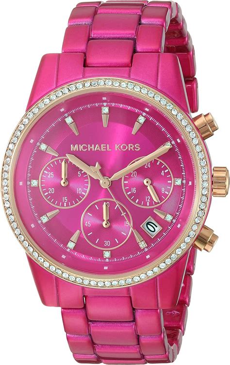 michael kors watch with pink links|michael kors rhinestone watch.